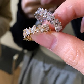 Nhẫn Đính Đá Zircon Kiểu Dáng Đơn Giản Phong Cách Retro Hàn Quốc