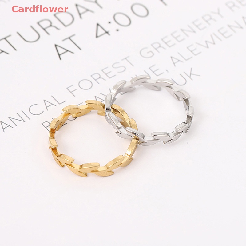 < Cardflower > Nhẫn Hở Hình Chiếc Lá Bằng Thép Không Gỉ Thời Trang Dự Tiệc Cưới ins Mới Cho Nữ