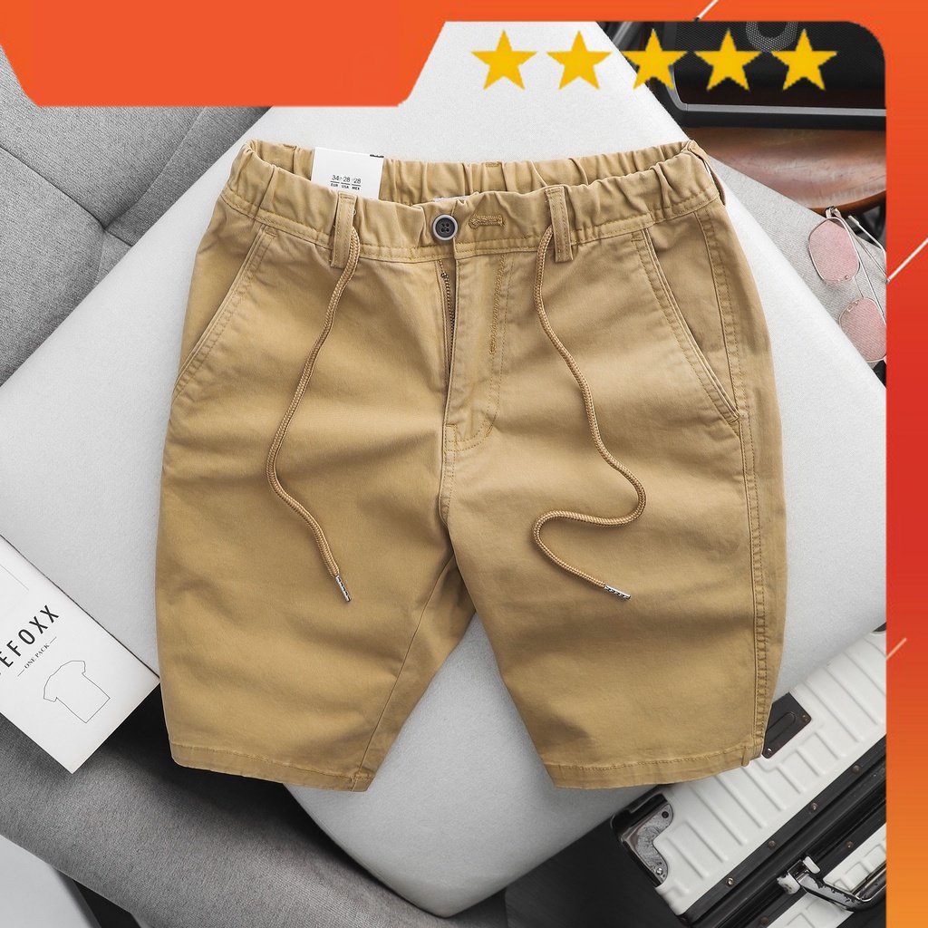 HÀNG VNXK - Quần short vàng bò Defoxx mẫu short cạp thun co giãn eo thoải mái với chất kaki co giãn tốt - QSDF2 -