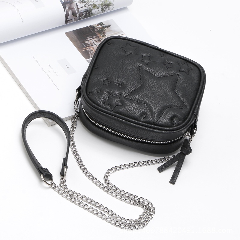 Ielgy Túi Đeo Vai Hình Vuông Màu Trơn Phối Dây Xích Mẫu Ngôi Sao Phong Cách Nước