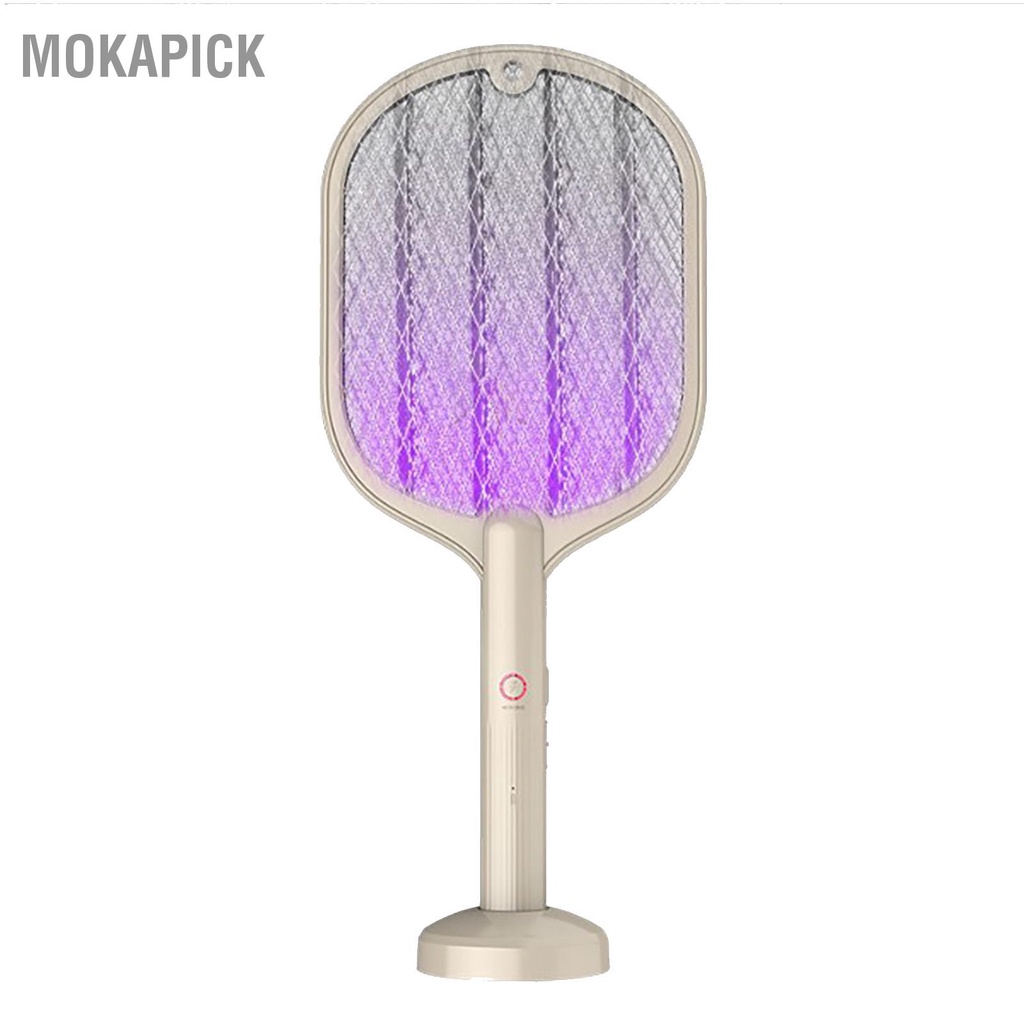 Electric Fly Swatter USB Charging 2 in 1 Fly Killer Racket with 3 Layer Mesh for Home Use White