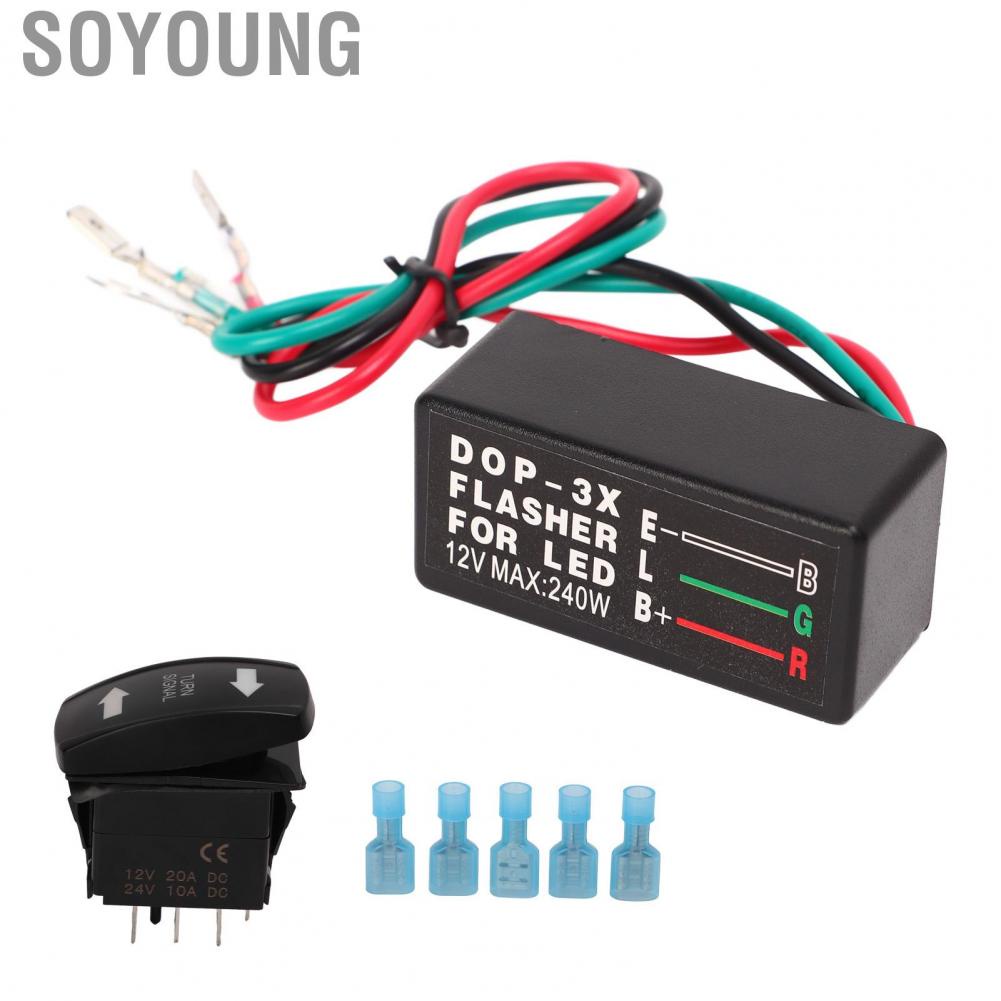 Soyoung Turn Signal Rocker Switch  ABS Wide Compatibility 12V Insulated Long Service Life High Hardness Turn Light Terminals Kit  for Replacement for ATV