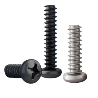 [xjk] Black phillips round head flat tail screw phillips self-tapping screw m2.6 m3 m3.5 m4