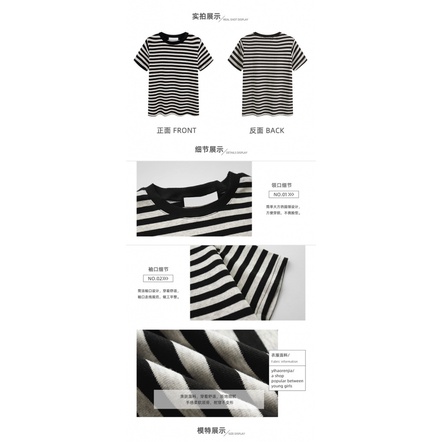 Áo Thun Cotton Ngắn Tay Họa Tiết Kẻ Sọc Màu Trơn Mẫu Mới 2023 Thời Trang Mùa Hè Cho Nữ