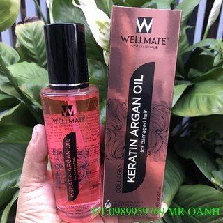 Tinh dầu Phục hồi tóc hư tổn Wellmate Keratin Argan Oil 120ml ( màu hồng)