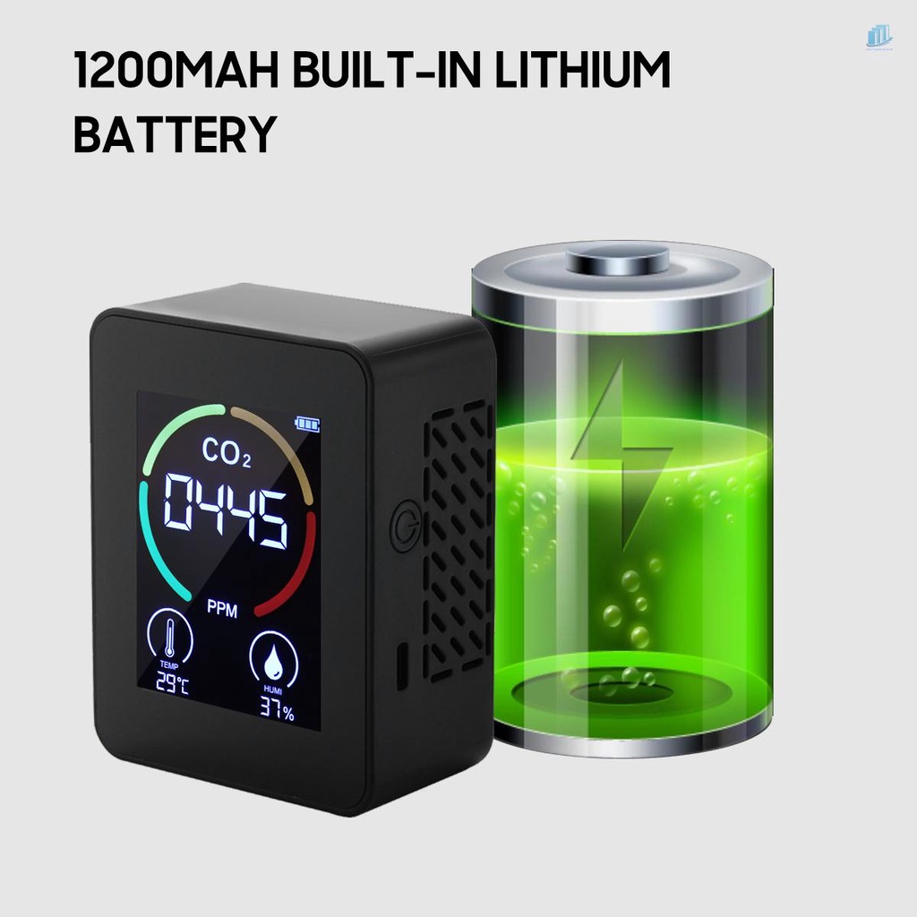 Máy Đo Độ Ẩm Và Nhiệt Độ Không Khí 1200mAh Lithium CO2 Màn Hình LCD 2.8-inch