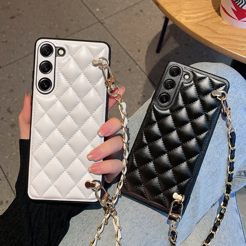 Ốp Điện Thoại Da Dạng Túi Đeo Chéo Dây Xích Cho Samsung Galaxy S23 Ultra S23
