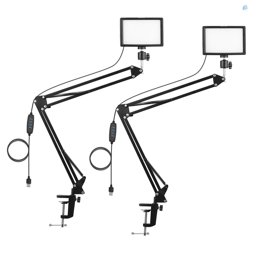 Đèn LED USB Để Bàn 2 * 3200K-5600K + 2 * Giá Đỡ Bằng Kim Loại 2 * 360 Độ Chuyên Dụng° Đầu Bi Xoay + 10 * Colo Có Thể Xoay Được + 10 * Colo