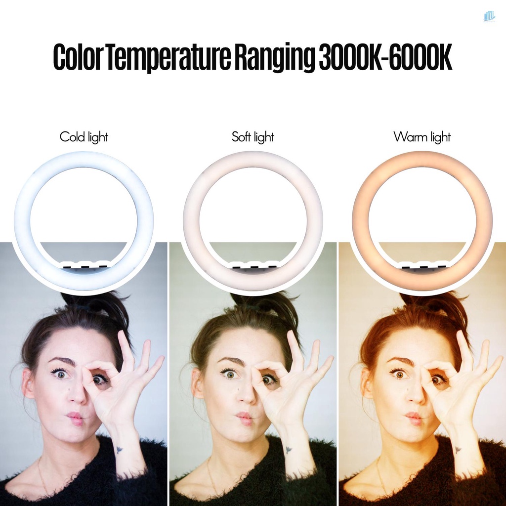 Set 3 Vòng Đèn LED 21 Inch Có Thể Điều Chỉnh Độ Sáng 3000K-6000K Kèm Giá Đỡ Ba Chân