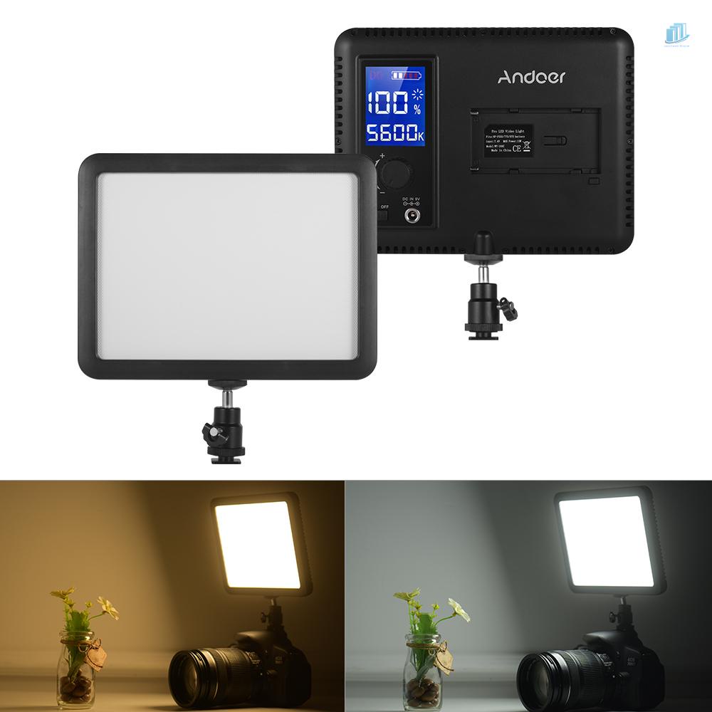 Bảng Đèn LED Andoer WY-160C 3300K-5600K Có Thể Điều Chỉnh Nhiệt Độ Kèm Màn Hình LCD Cho Máy Quay DSLR