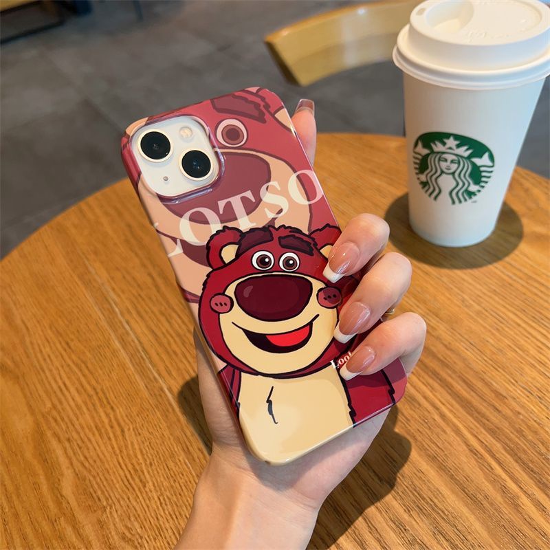 Ốp Điện Thoại Họa Tiết Gấu Và Dâu Tây Dễ Thương Cho Iphone 8p 11 13Promax14Pro 12 IE60