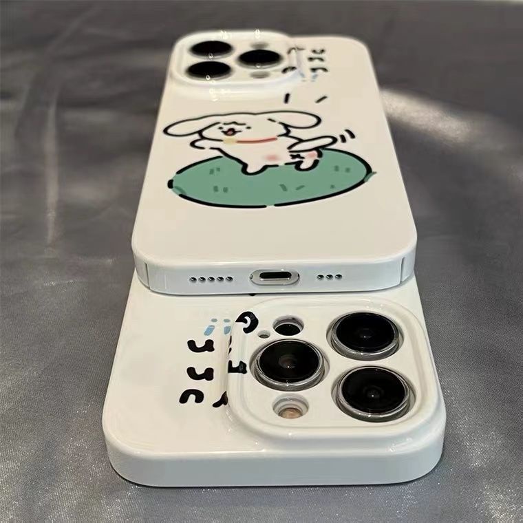 Phù Hợp Ốp Điện Thoại Cứng Họa Tiết Cún Cưng Màu Trắng Lấp Lánh Thời Trang Cho iPhone 14 12 13Promax