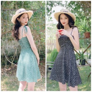 Đầm hoa nhí 2 dây cột nơ nhiều màu siêu xinh
