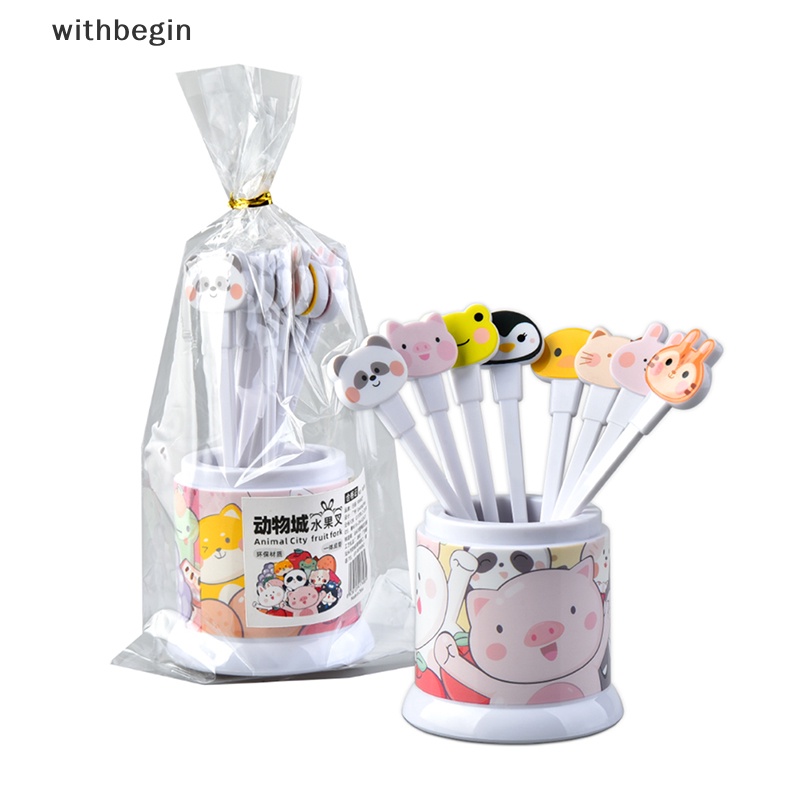 Bộ 8 Nĩa Ăn Trái Cây / Tráng Miệng Hình Động Vật Hoạt Hình Mini Dễ Thương