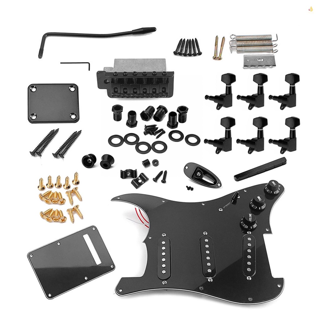 Mynice Bộ Phụ Kiện ST DIY Đầy Đủ Phụ Kiện Cho Đàn Guitar Điện Bao Gồm Cầu Đàn SSS Pickup SSS Và Các Phụ Kiện Khác Màu Đen