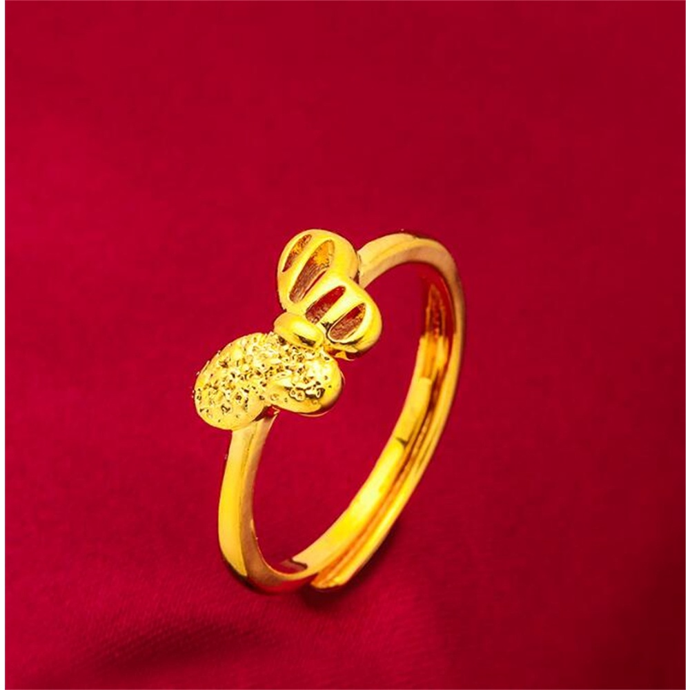 Nhẫn Mạ Vàng 24K Hình Bướm / Trái Tim / Vương Miện Tre / Vương Miện Thời Trang Cho Nữ