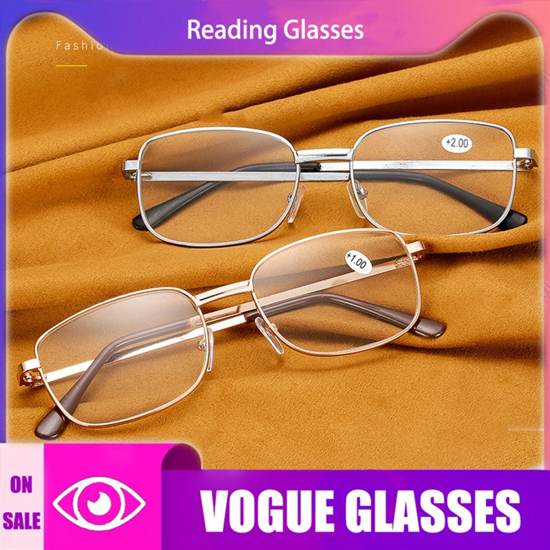 Kính Đọc Sách HD Hyperopia Gọng Vuông Bằng Kim Loại Thời Trang Cổ Điển 2023 Cho Người Già (+ 100 ~ + 400)
