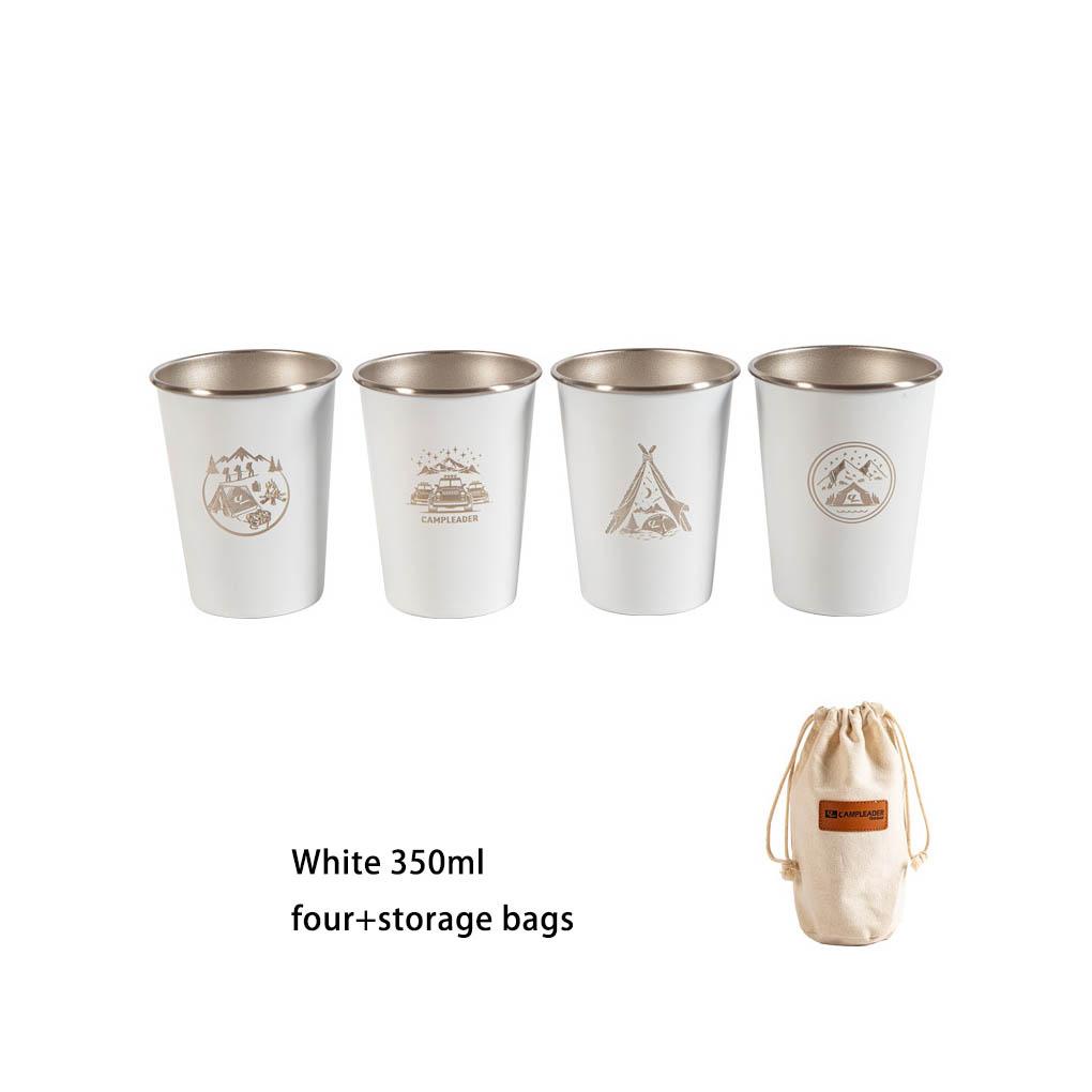Bộ 4 Cốc Uống Rượu / Bia 350ML Bằng Thép Không Gỉ In Họa Tiết Tiện Dụng Mang Theo Du Lịch / Cắm Trại