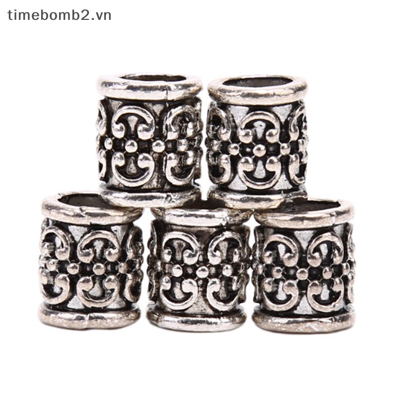 {Timebomb} Set 5 Dây Buộc Tóc Bện Hạt Cườm Bằng Hợp Kim Viking Cổ Điển Mới