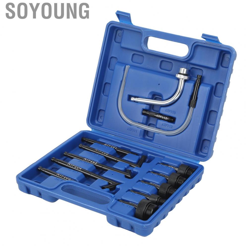 Soyoung ATF Gearbox Filling Adapter  13 Pcs Transmission Oil Refill Connector Tool Heavy Duty Carbon Steel for Auto