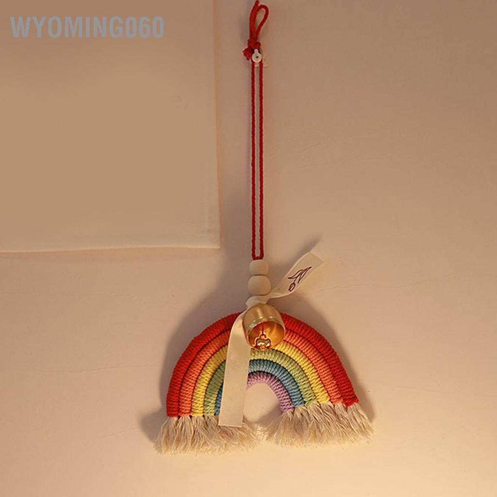 Wyoming060 Trang trí mặt dây chuyền ô tô dệt đầy màu sắc Dây đai đồng Chuông treo Mặt cho gia đình