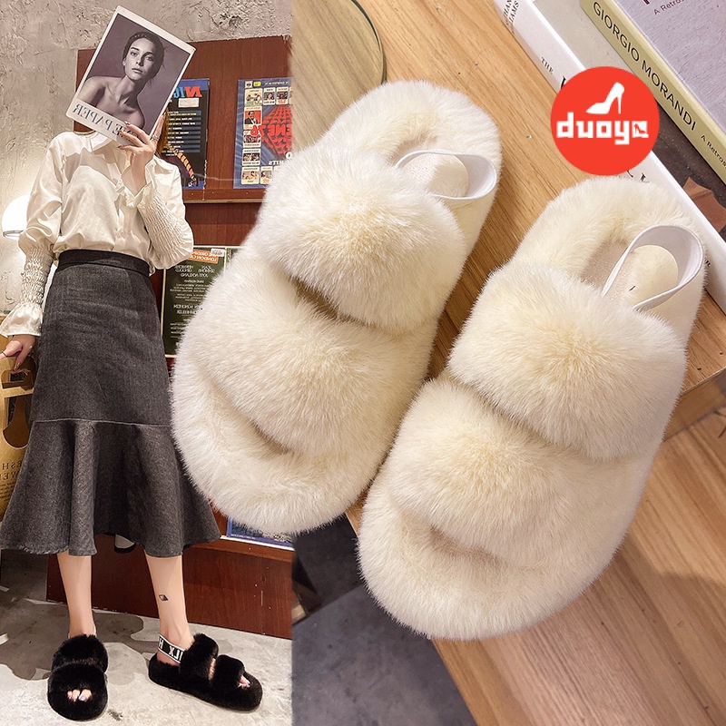 Duoya Tóc Thẳng ~ [Hàng Có Sẵn] Dép Bông Quai Chéo Đi Trong Nhà / Ngoài Trời Kích Thước Lớn Có Quai Chéo Bằng Vải Cotton Dày Hai Hàng Thương Mại Ngoại Thương