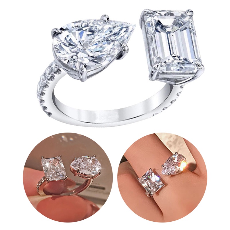 Nhẫn Hở Đính Đá Zircon Lấp Lánh Dễ Thương Có Thể Điều Chỉnh Thời Trang Cho Nữ