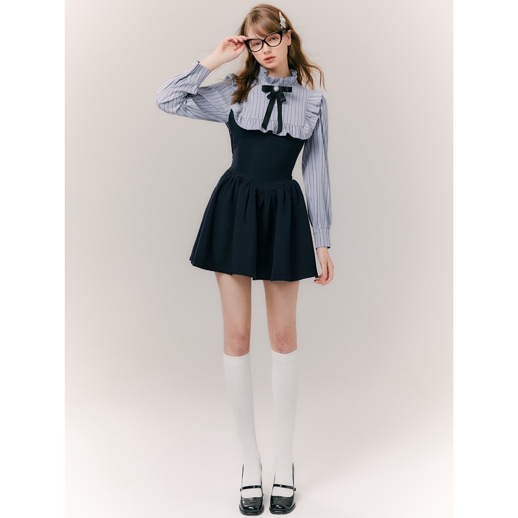 Đầm Sơ Mi Dài Tay Eo Cao Dáng Ôm Phong Cách Law Hepburn Dành Cho Mẹ Và Bé