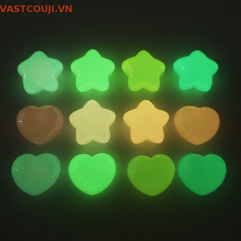Bộ 5 Đồ trang trí VASTJI Mini Bằng Nhựa Resin Họa Tiết Ngôi Sao / Trái Tim Phát Quang Trang