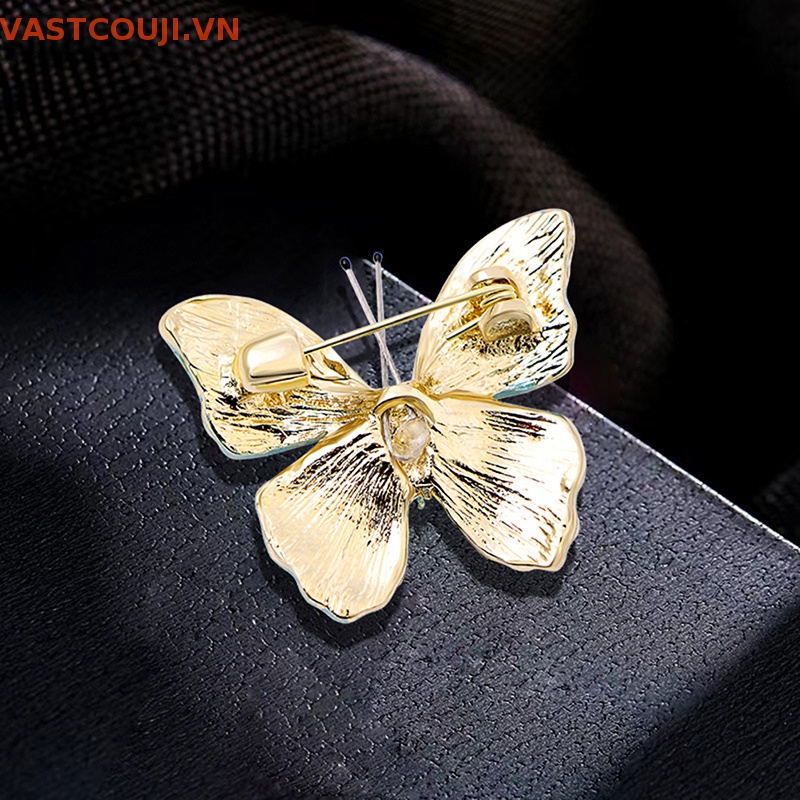 Ghim Cài Áo Hình Bướm Đính Đá Pha Lê Phong Cách VASTJI Cổ Điển Cho Nữ