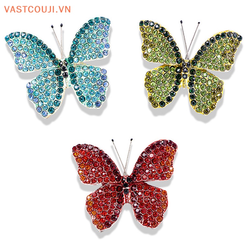 Ghim Cài Áo Hình Bướm Đính Đá Pha Lê Phong Cách VASTJI Cổ Điển Cho Nữ