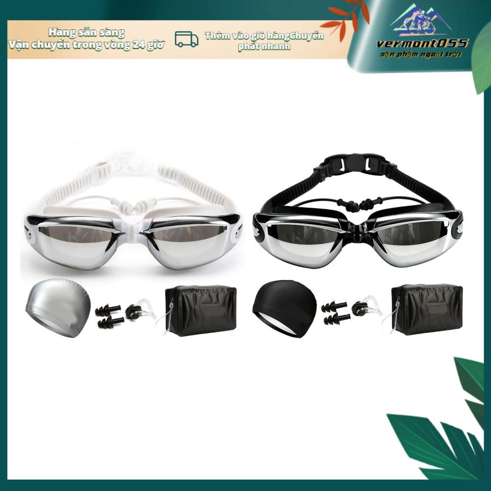 Vermont055 Bơi Tích Hợp Nút Tai Kính Kẹp Mũi Và Nón Unisex Chống Sương Mù Tia UV Thiết Bị Cho Lặn