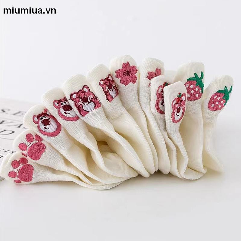 miumiuaTất nữ cổ cao họa tiết gấu đáng yêu phong cách Hàn Quốc nhiều mẫu