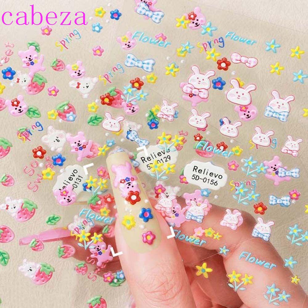 Miếng Dán Trang Trí Móng Tay Họa Tiết Thỏ / Gấu Hoạt Hình Dễ Thương