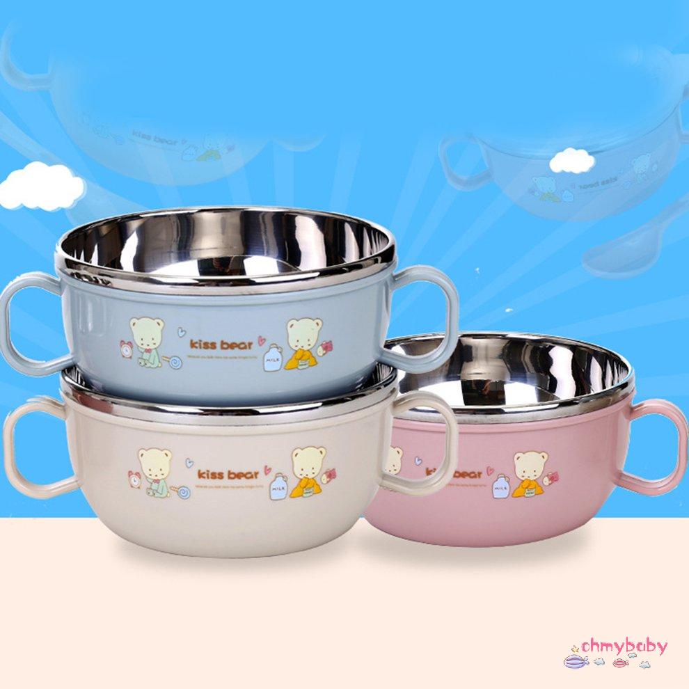 [OMY] Phim hoạt hình bằng thép không gỉ thông minh Feedingl có tay cầm và muỗng cho trẻ sơ sinh em chứa Bpa [P/10]