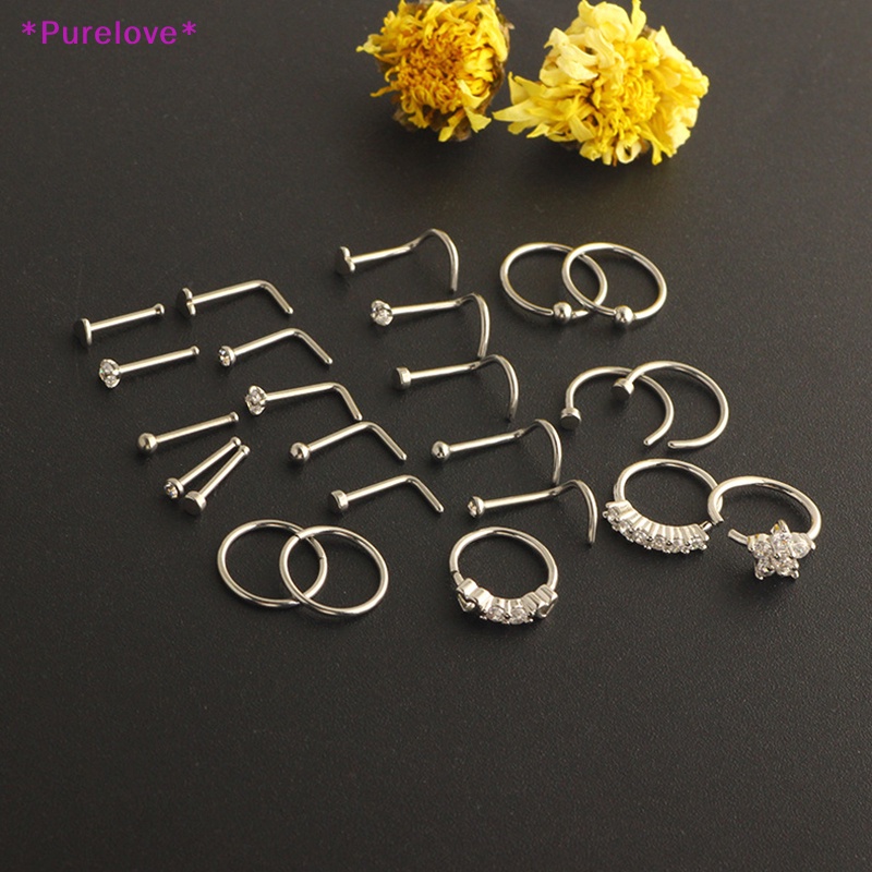 Set 24 Khuyên Mũi 20G Đính Đá Cá Tính Dành Cho Nữ Mới