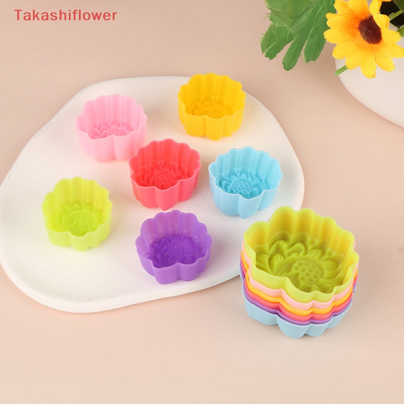 Bộ 5 Khuôn Silicone 3 / 5cm Hình Hoa Sen Làm Bánh Muffin Chống Dính Có Thể Tái Sử Dụng