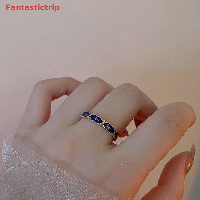 [Fantastictrip] Nhẫn Hở Tráng Men Màu Thả Dầu Phong Cách Ins Tinh Tế Cổ Điển Phù Hợp Với Cặp Đôi