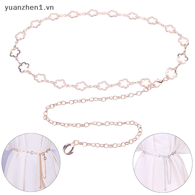 Dây Xích Đeo Thắt Lưng Bằng Kim Loại Họa Tiết Hoa Rỗng Thời Trang Cho Nữ