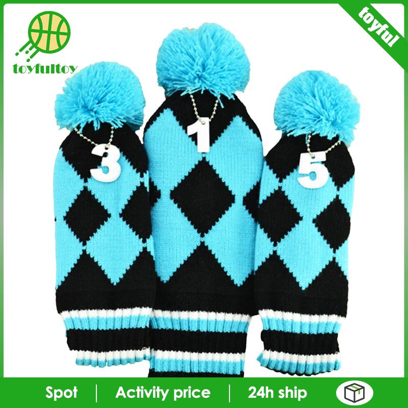 Bộ 3 Vỏ Bọc Đầu Gậy Đánh Golf Dệt Kim Thủ Công 3 5