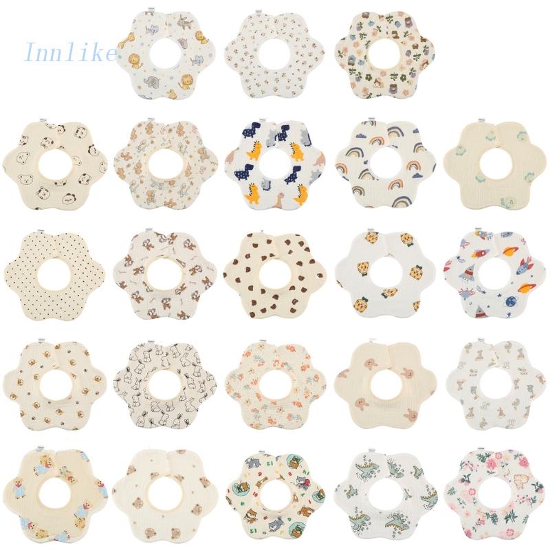 Yếm Ăn 6 Lớp Thấm Hút Cao Hình Cánh Hoa Dành Cho Bé Sơ Sinh