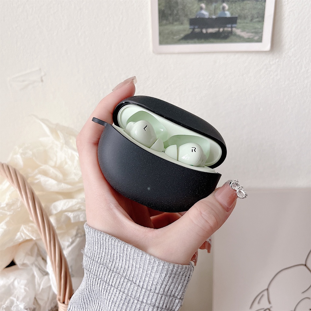 Vỏ Bảo Vệ Hộp Sạc Tai Nghe bluetooth Không Dây OPPO Enco free3 Màu Trơn Chống Sốc Kèm Móc