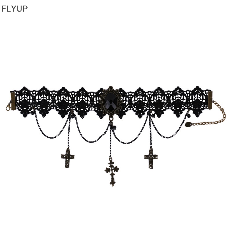 Vòng Cổ Choker Ren Phối Tua Rua Phong Cách Gothic Thời Trang Halloween