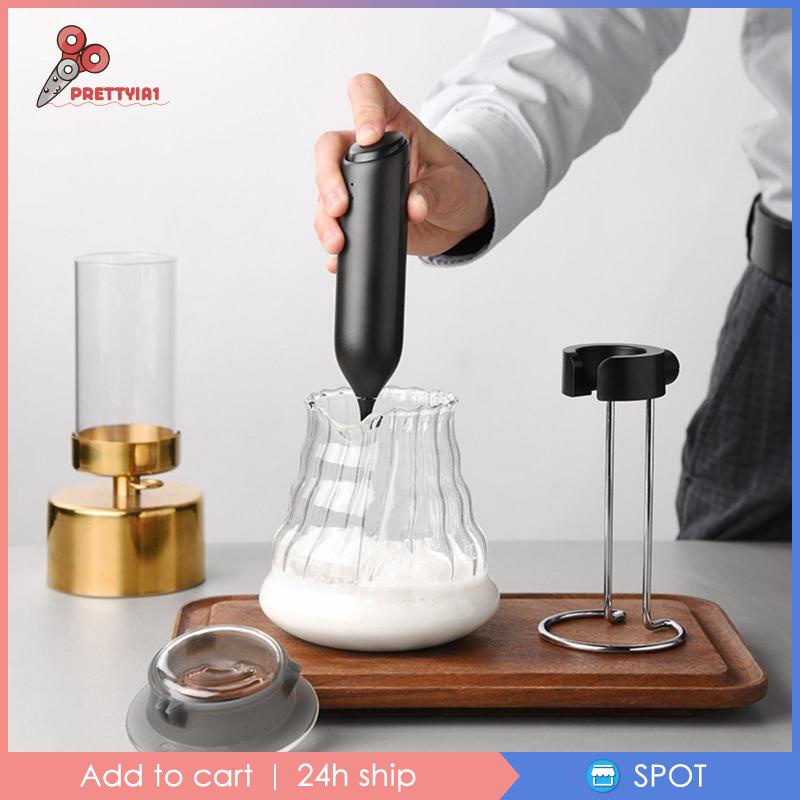 Máy Đánh Sữa Điện Tử Bằng Thép Không Gỉ Kèm Giá Đỡ Cho Cappuccino [Prettyia1]