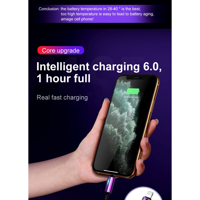 Cáp Sạc Nhanh 3A USB Type C 5A Có Đèn LED Báo Hiệu Cho iPhone Huawei Realme