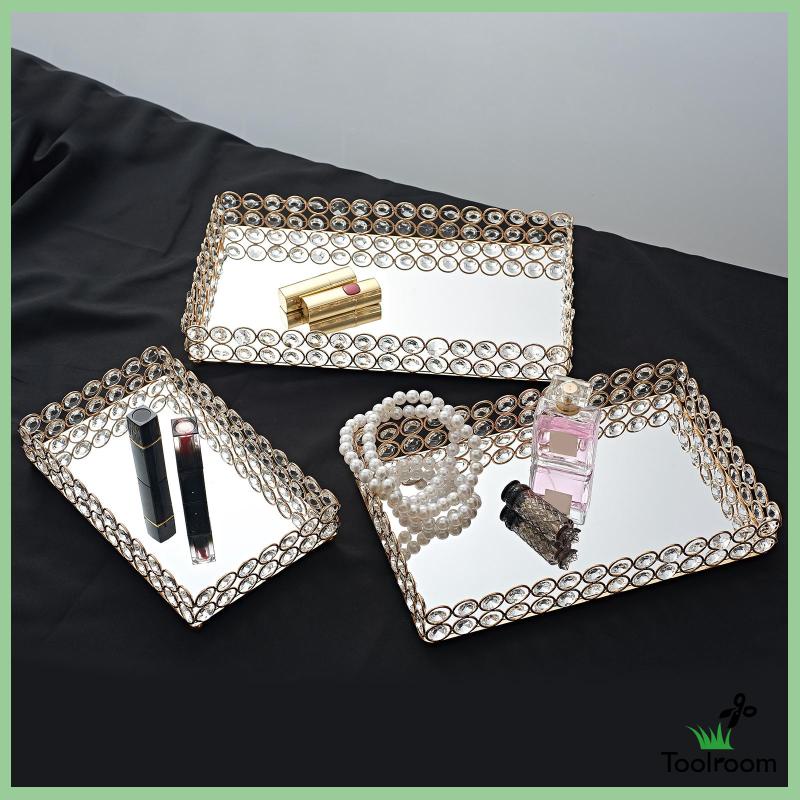 Khay Tráng Gương 3 Kích Cỡ Dùng Đựng Nước Hoa Trang Sức