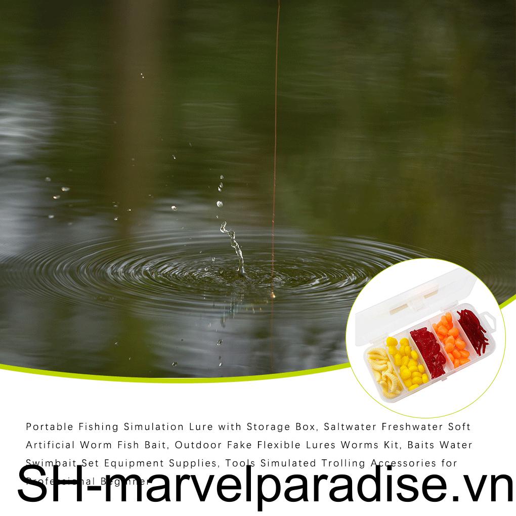 Hộp 100 Mồi Câu Cá Giả Bằng PVC Mềm Cho Người Mới Bắt Đầu