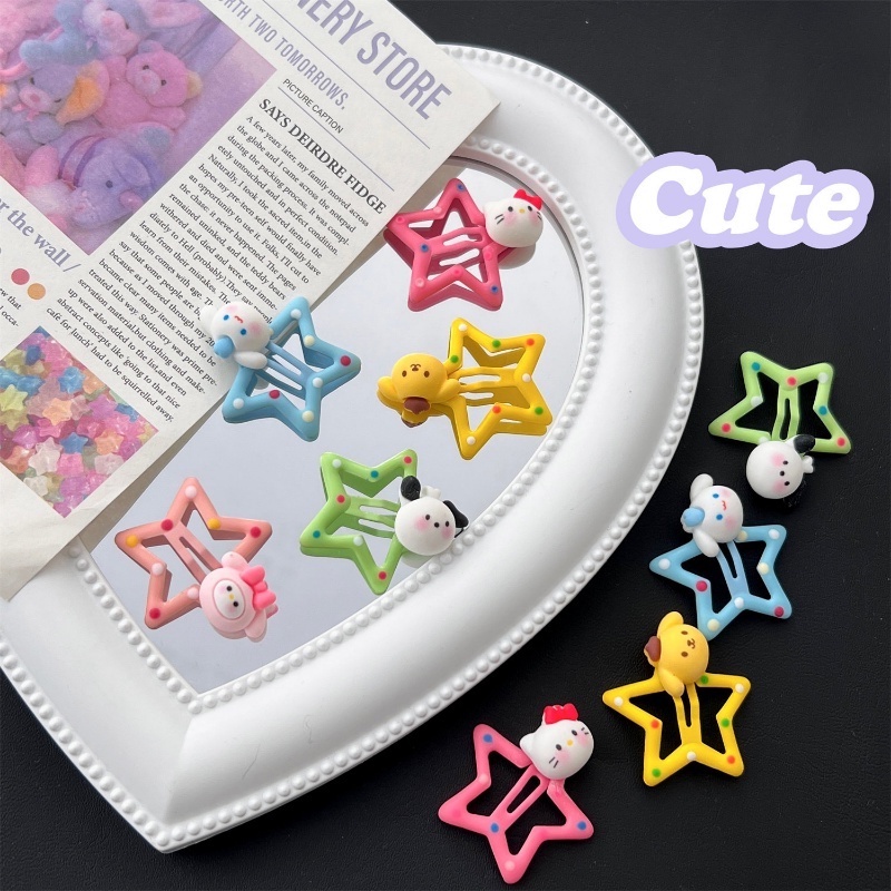 Kẹp Tóc Hình Ngôi Sao Năm Cánh Bằng Kim Loại Màu Kẹo Ngọt Dễ Thương Cho Bé Gái