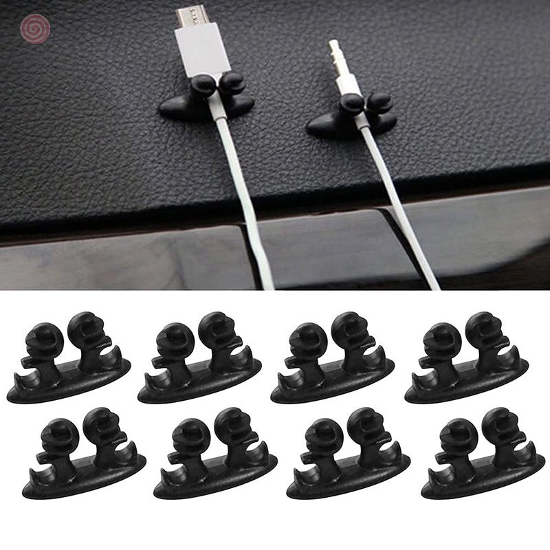 Bộ 8 Kẹp Giữ Dây Cáp Sạc / Tai Nghe USB Đa Năng Cho Xe Hơi HSU