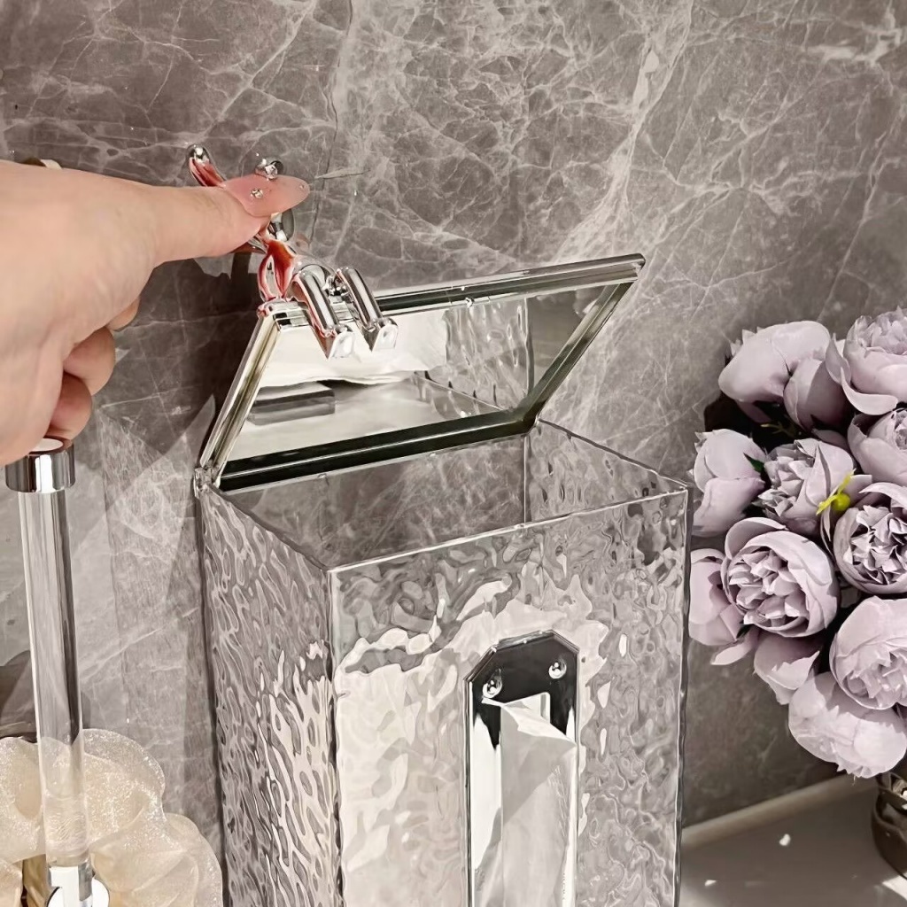 Treo tường phòng tắm Hộp khăn giấy acrylic Mặt bàn Hộp khăn giấy hình chữ nhật